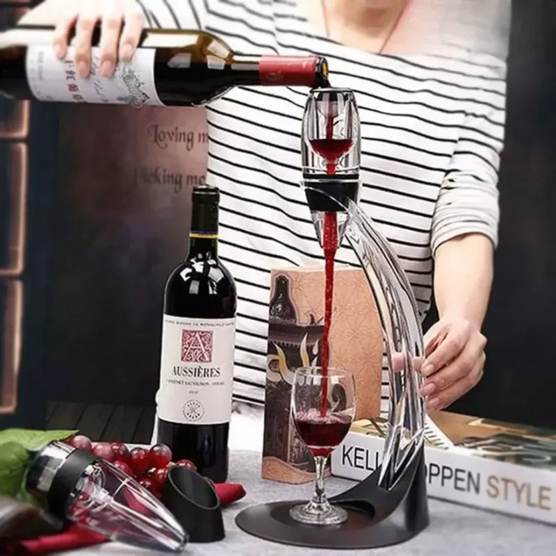 Dispensador e Aerador De Vinho Mágico - Aerador + Base + Suporte + Filtro